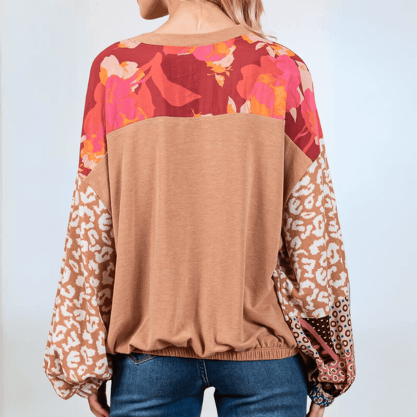 Mixed Media Color Block Top CLEARANCE FINAL SALE - Image 2