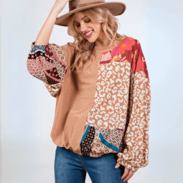 Mixed Media Color Block Top CLEARANCE FINAL SALE