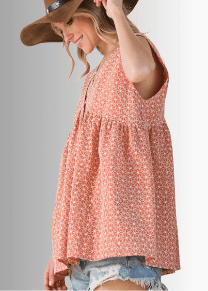 Dahlia Floral Cotton Eyelet Peplum Top - Image 4