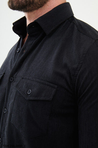 Grenoble Corduroy Shirt — Dark Grey - Image 2
