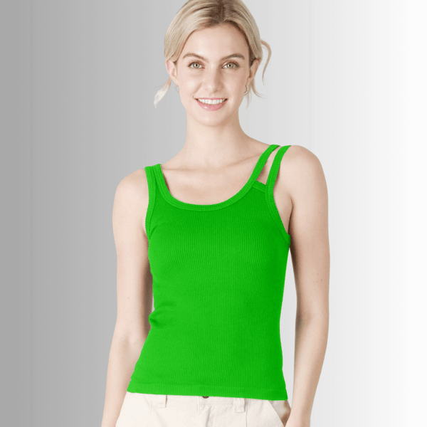 Codastone Double Strap Tank Top in Classic Green - Clearance Final Sale