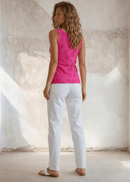 Daisy Embossed Tank Top in Fuchsia - Image 3