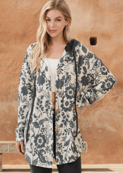 Elise Floral Ribbed Knit Shacket - Clearance Final Sale - Image 3
