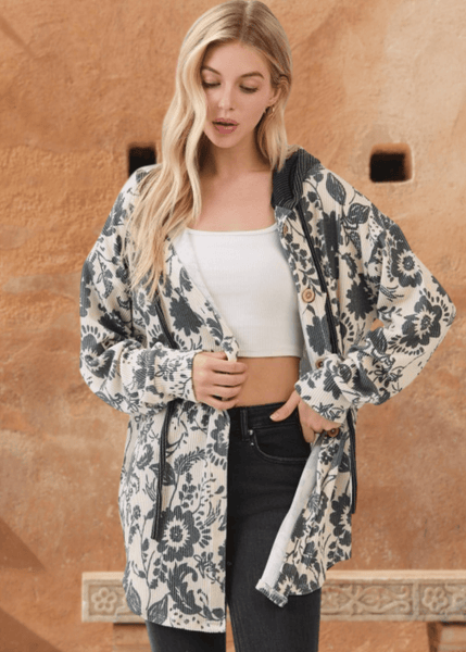 Elise Floral Ribbed Knit Shacket - Clearance Final Sale - Image 4