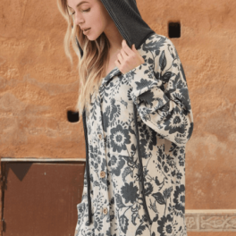 Elise Floral Ribbed Knit Shacket - Clearance Final Sale