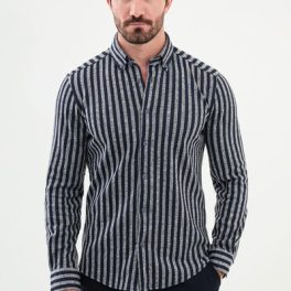 Trento Striped Shirt — Grey and Navy