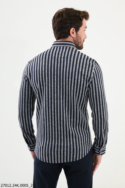 Trento Striped Shirt — Grey and Navy - Image 3