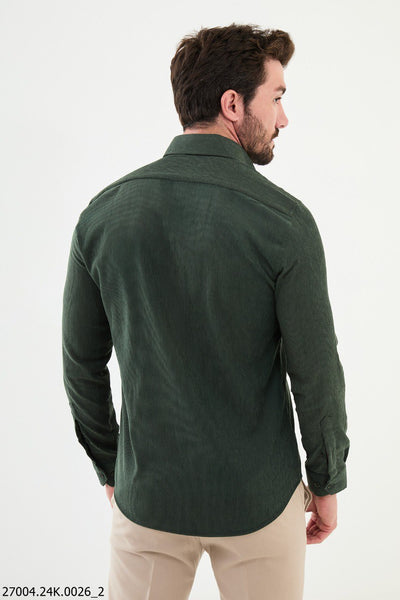 Biella Corduroy Shirt — Olive - Image 3
