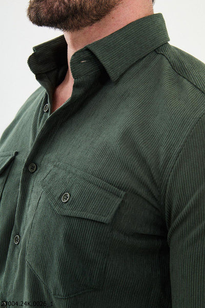 Biella Corduroy Shirt — Olive - Image 2
