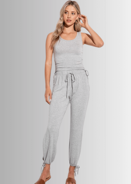 Tank and Jogger 2 Piece Set in Gray- CLEARANCE FINAL SALE
