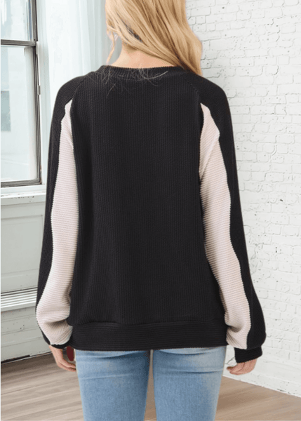 Hailey Rib Knit Color Block Pullover - Image 2