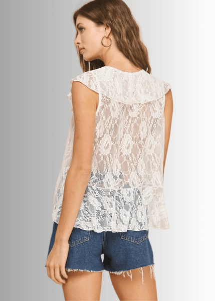 Clara White Lace Double Tie Closure Top - Image 2