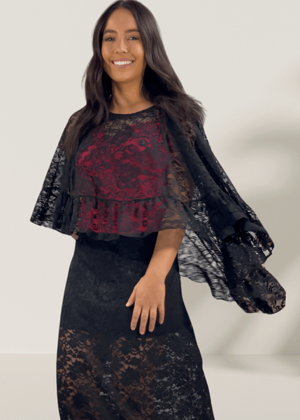 Victoria Black Lace Accent Shawl - Image 5