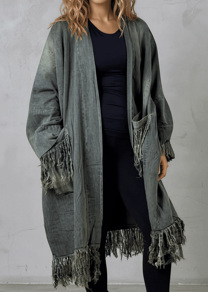 Codastone Distressed Denim Fringe Duster