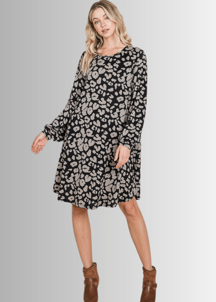 Cheetah Print Sweater Knit Dress- CLEARANCE FINAL SALE - Image 3