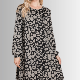 Cheetah Print Sweater Knit Dress- CLEARANCE FINAL SALE