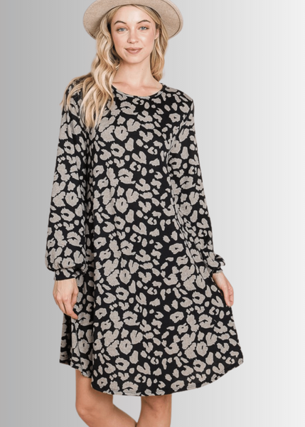 Cheetah Print Sweater Knit Dress- CLEARANCE FINAL SALE