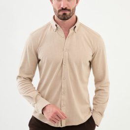 Lucca Button-Down Shirt — Beige