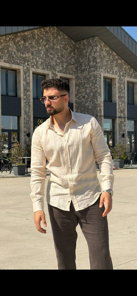 Capri Dress Shirt — Beige