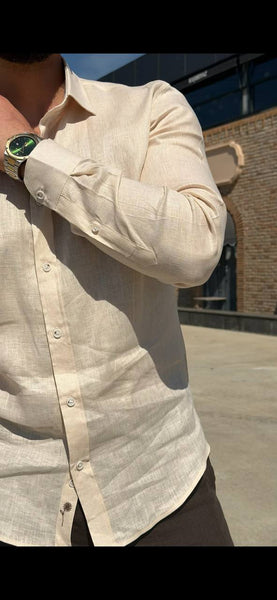 Capri Dress Shirt — Beige - Image 3