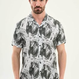 Men's Black & White Marble Print Summer Shirt