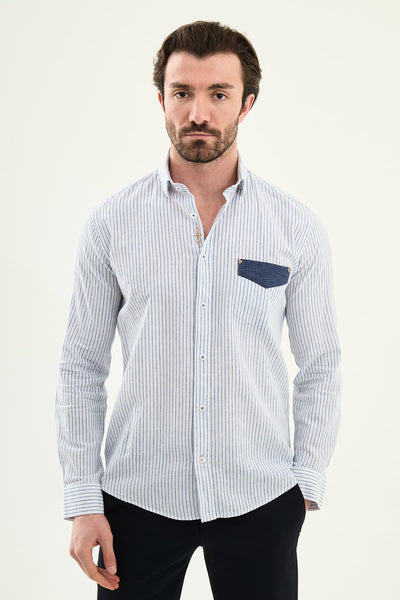 Men’s Blue Long Sleeve Shirt.