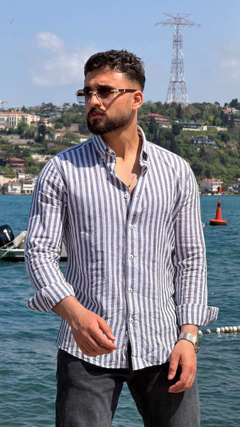 Portofino Blue and White Striped Shirt - Image 2