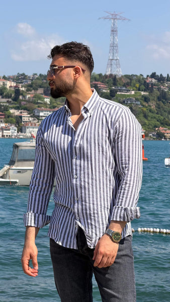 Portofino Blue and White Striped Shirt - Image 3