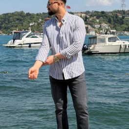 Portofino Blue and White Striped Shirt