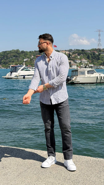 Portofino Blue and White Striped Shirt