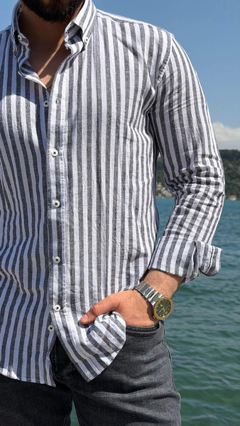 Portofino Blue and White Striped Shirt - Image 5