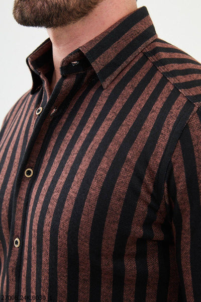 Catania Striped Shirt — Brown and Black - Image 2