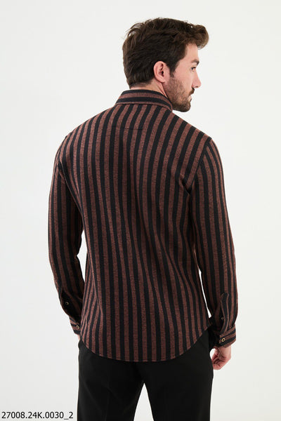 Catania Striped Shirt — Brown and Black - Image 3