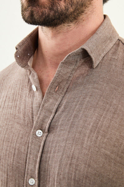 Ravenna Button-Down Shirt — Brown - Image 4