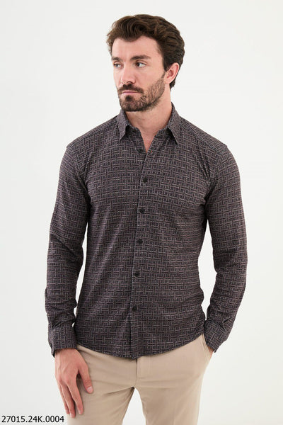 Dijon Patterned Shirt — Brown