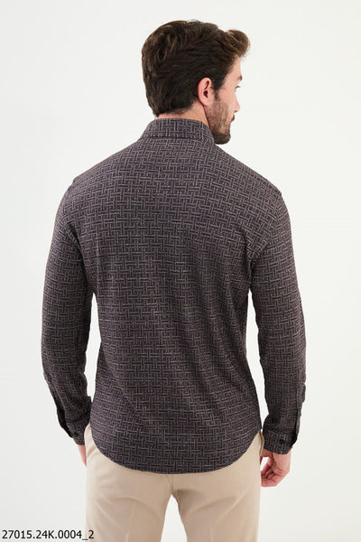Dijon Patterned Shirt — Brown - Image 3