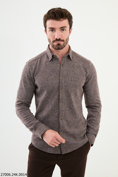 Salerno Striped Shirt — Brown