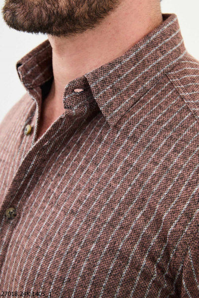 Rieti Striped Shirt — Brown - Image 2