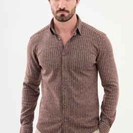 Rieti Striped Shirt — Brown