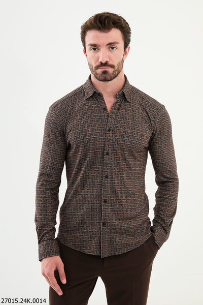 Reims Check Shirt — Camel