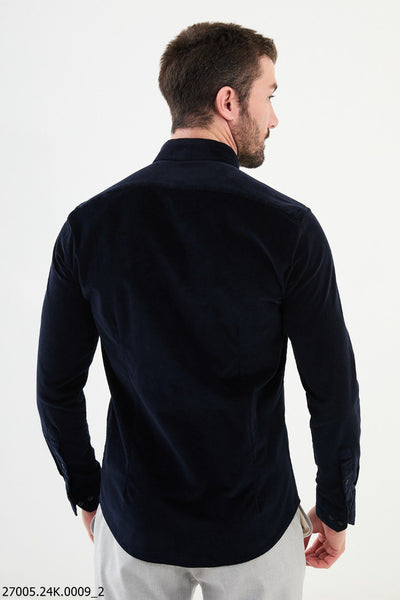 Annecy Corduroy Shirt — Navy - Image 3