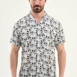 Men’s Gray Patterned Short-Sleeve Summer Shirt