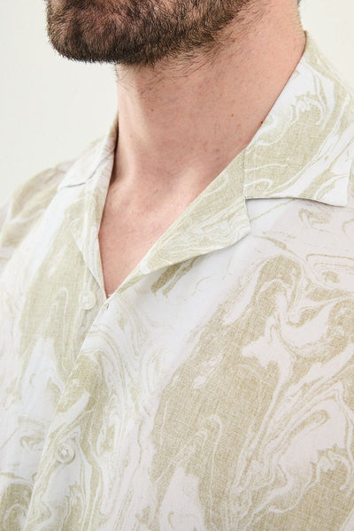Men’s Green Palm Tree Printed Summer Shirt - Image 3