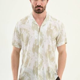 Men’s Green Palm Tree Printed Summer Shirt