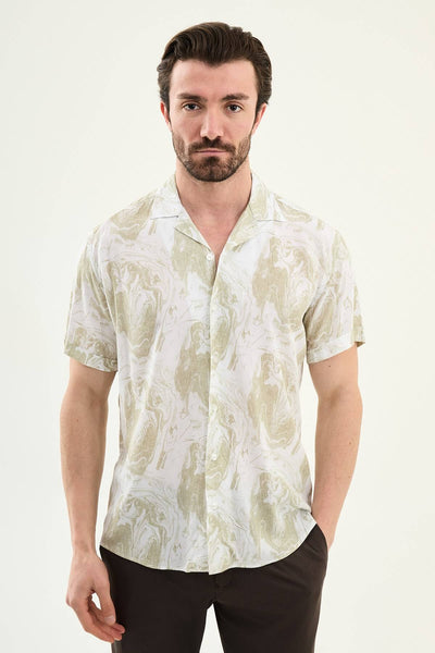 Men’s Green Palm Tree Printed Summer Shirt