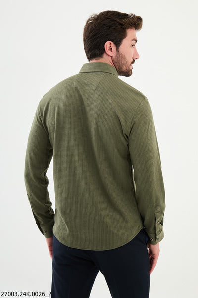 Parma Button-Down Shirt — Khaki - Image 3