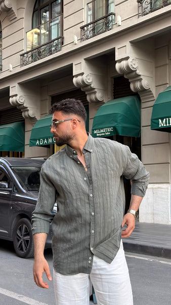 Siena Striped Khaki Shirt - Image 4