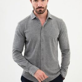 Aosta Patterned Shirt — Light Grey