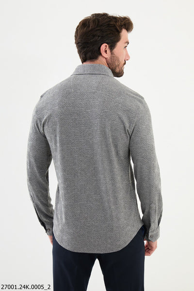 Aosta Patterned Shirt — Light Grey - Image 3
