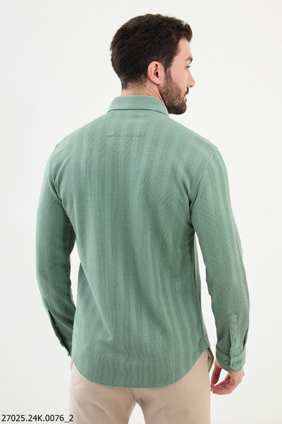 Men's Mint Green Textured Shirt. - Image 3